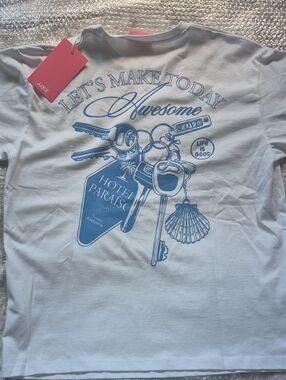 JJXX Let's Make Today Awesome Graphic Tee in Light Blue